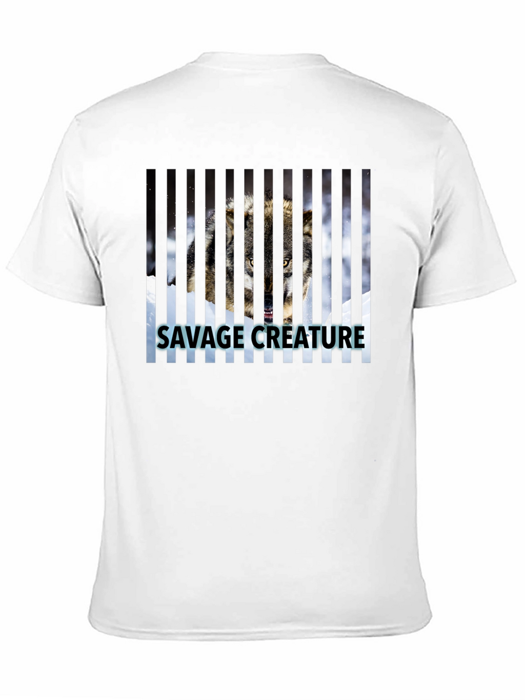 Savage Creature Wolf Graphic Print Black T-Shirt