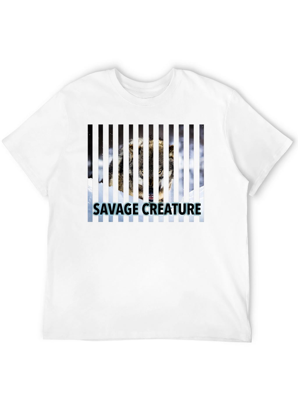 Savage Creature Wolf Graphic Print Black T-Shirt