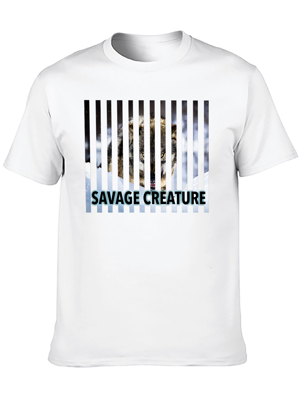 Savage Creature Wolf Graphic Print Black T-Shirt