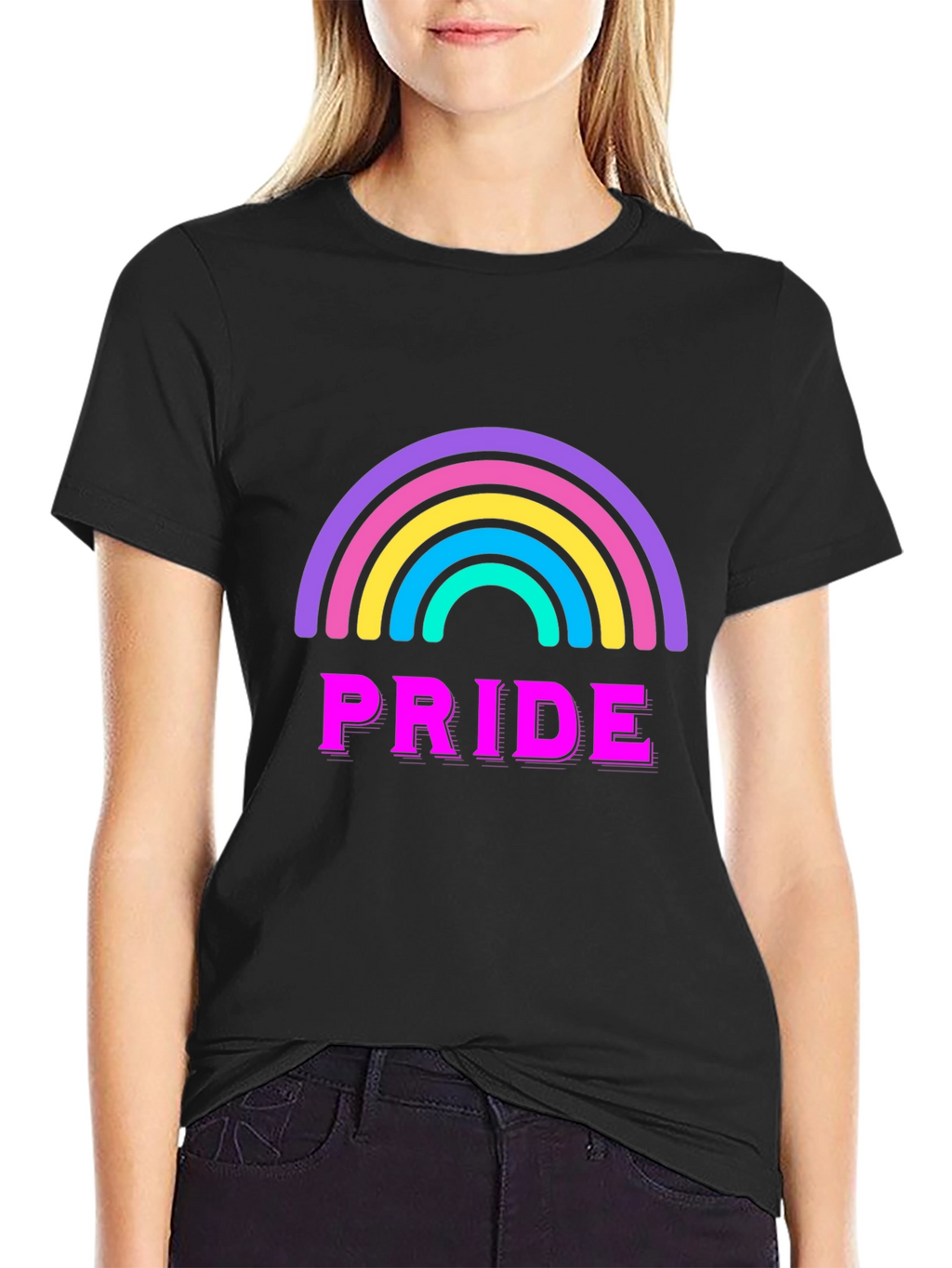 Pride Rainbow Graphic Tee - Black