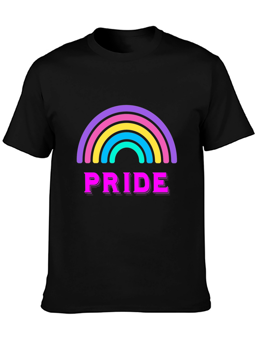 Pride Rainbow Graphic Tee - Black