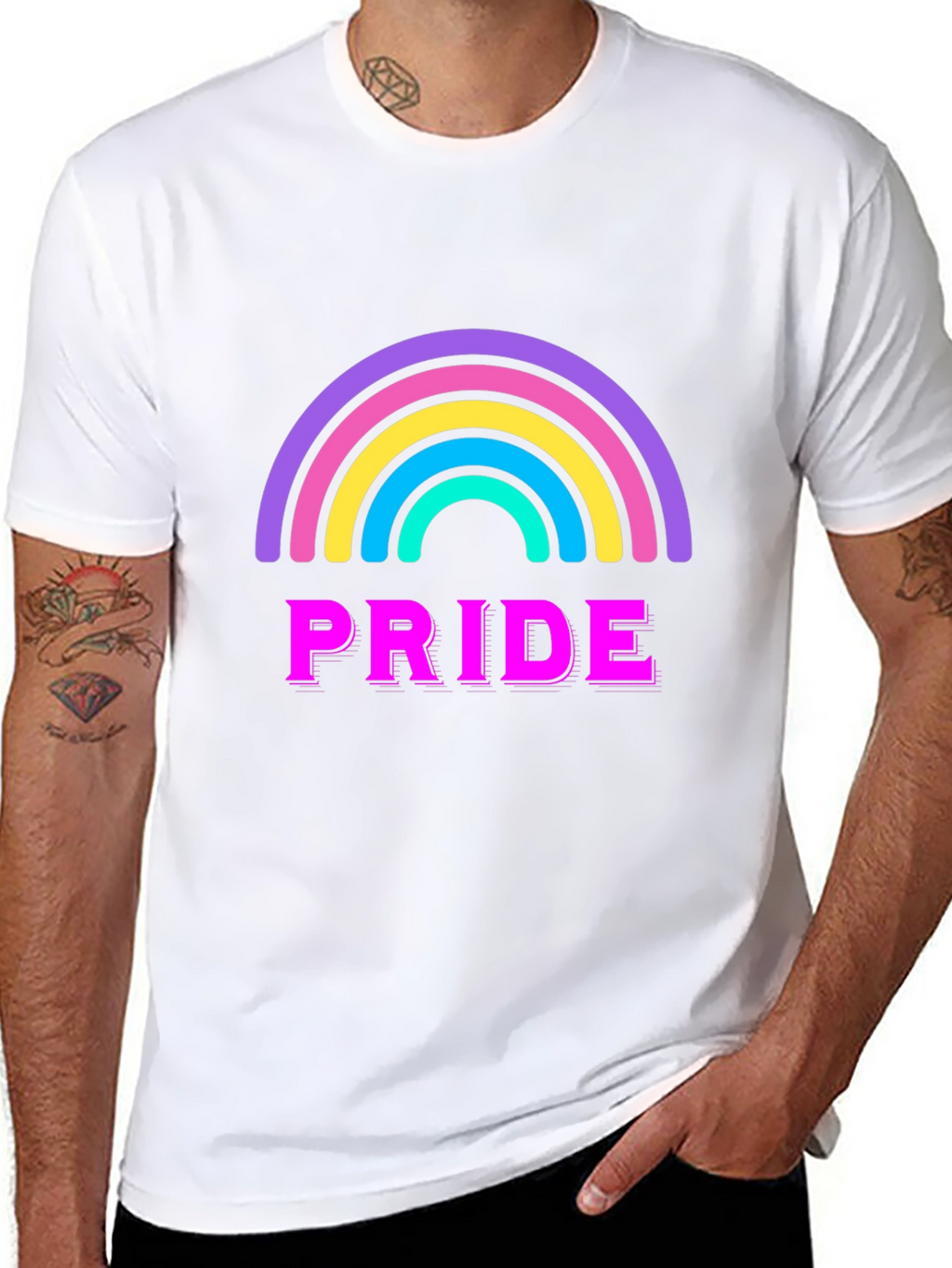 Pride Rainbow Graphic Tee - Black