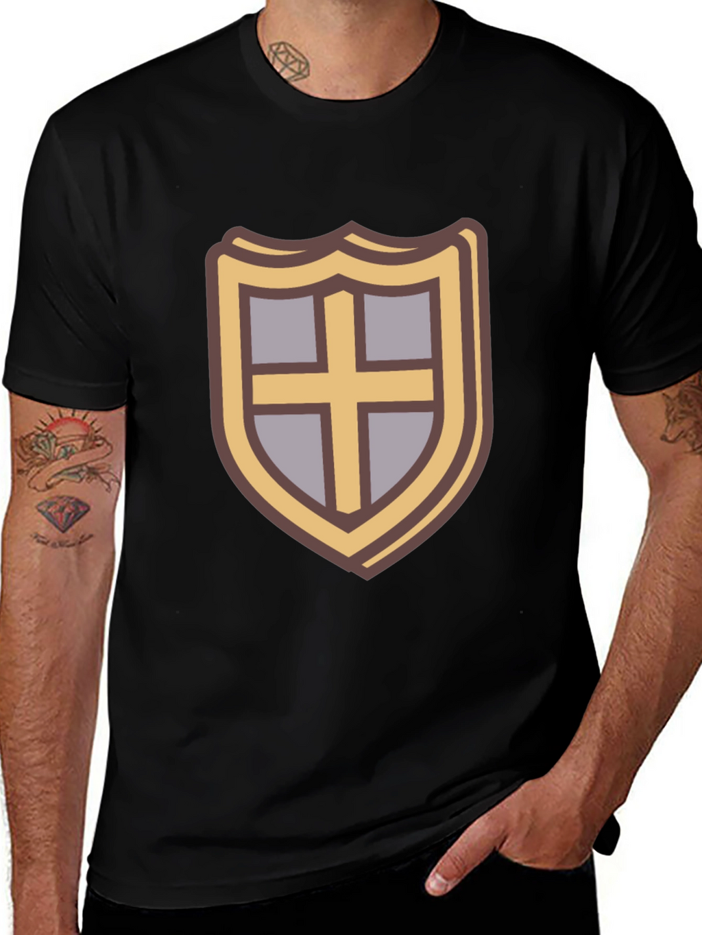 Shield Emblem T-Shirt - Casual Black Tee