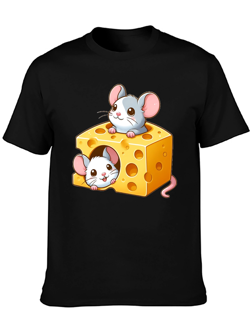 Cute Mice Cheese T-Shirt - Cartoon Graphic Tee
