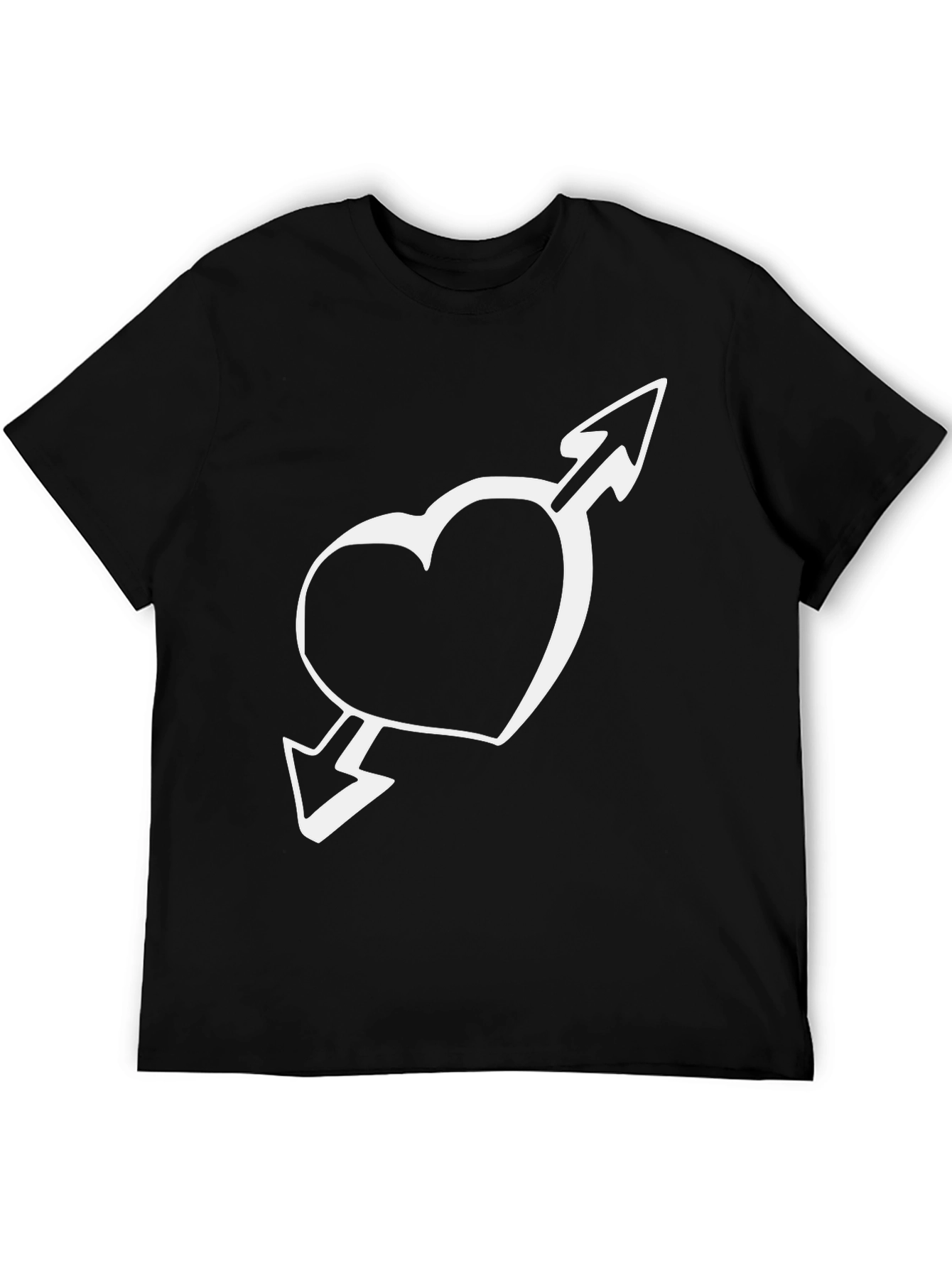 Heart & Arrow Graphic Tee - Casual Black T-Shirt