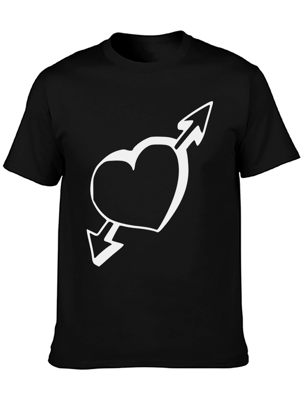 Heart & Arrow Graphic Tee - Casual Black T-Shirt