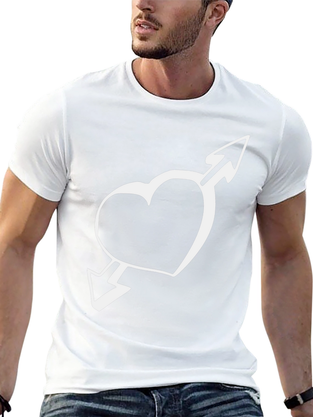 Heart & Arrow Graphic Tee - Casual Black T-Shirt