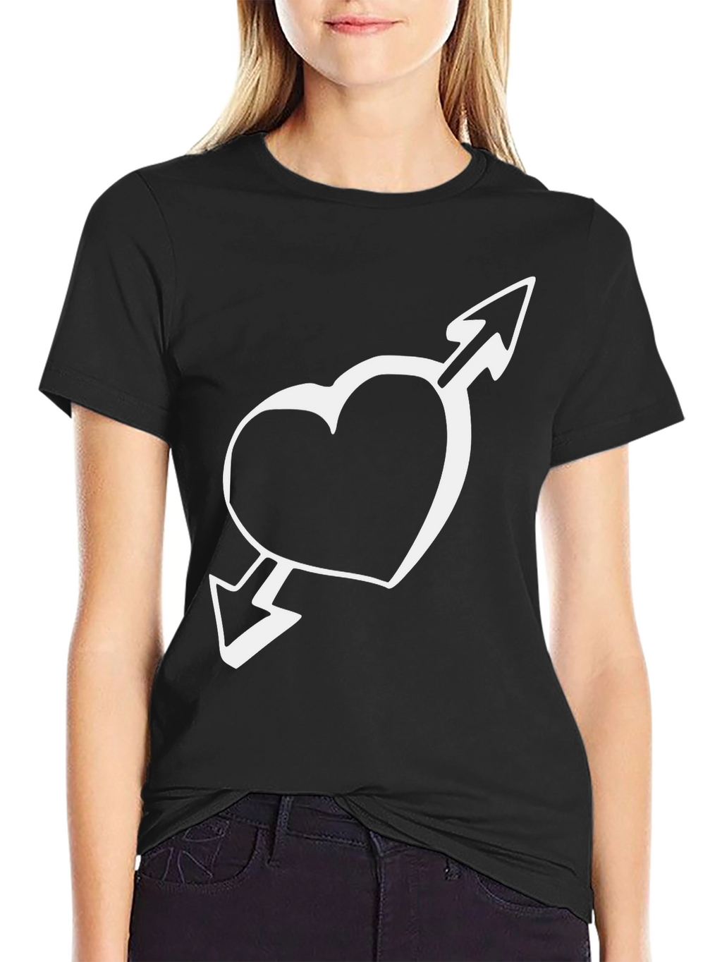 Heart & Arrow Graphic Tee - Casual Black T-Shirt