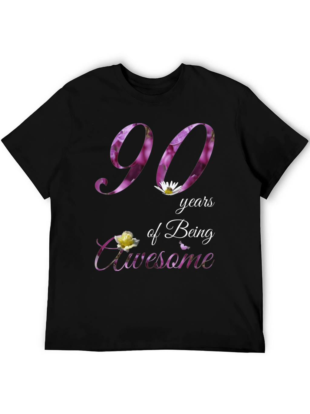 90 Years Awesome Floral Print T-Shirt