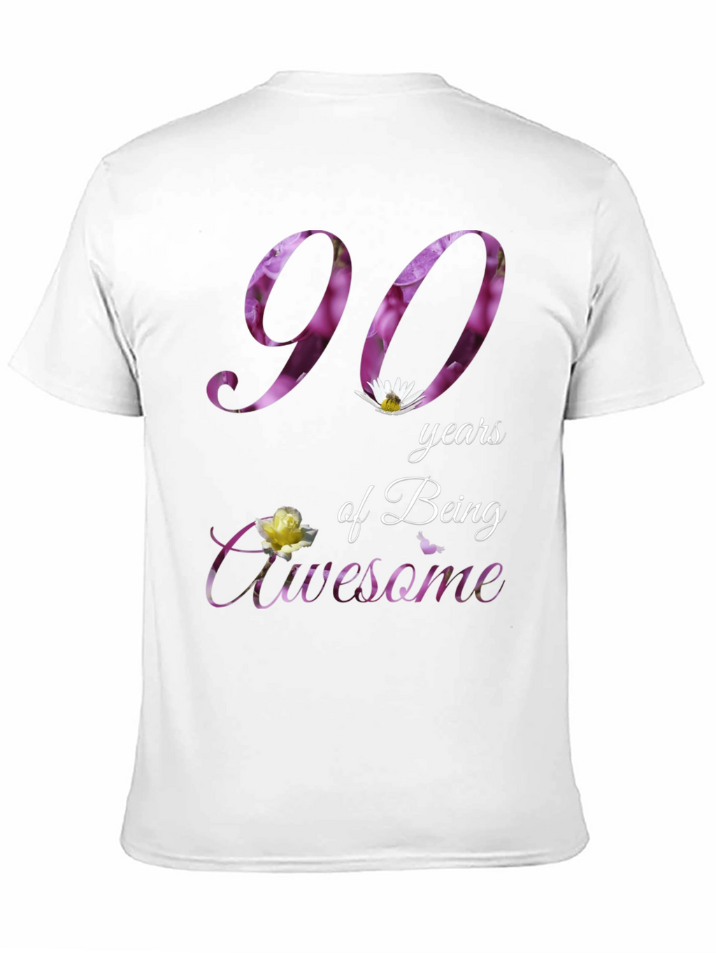 90 Years Awesome Floral Print T-Shirt