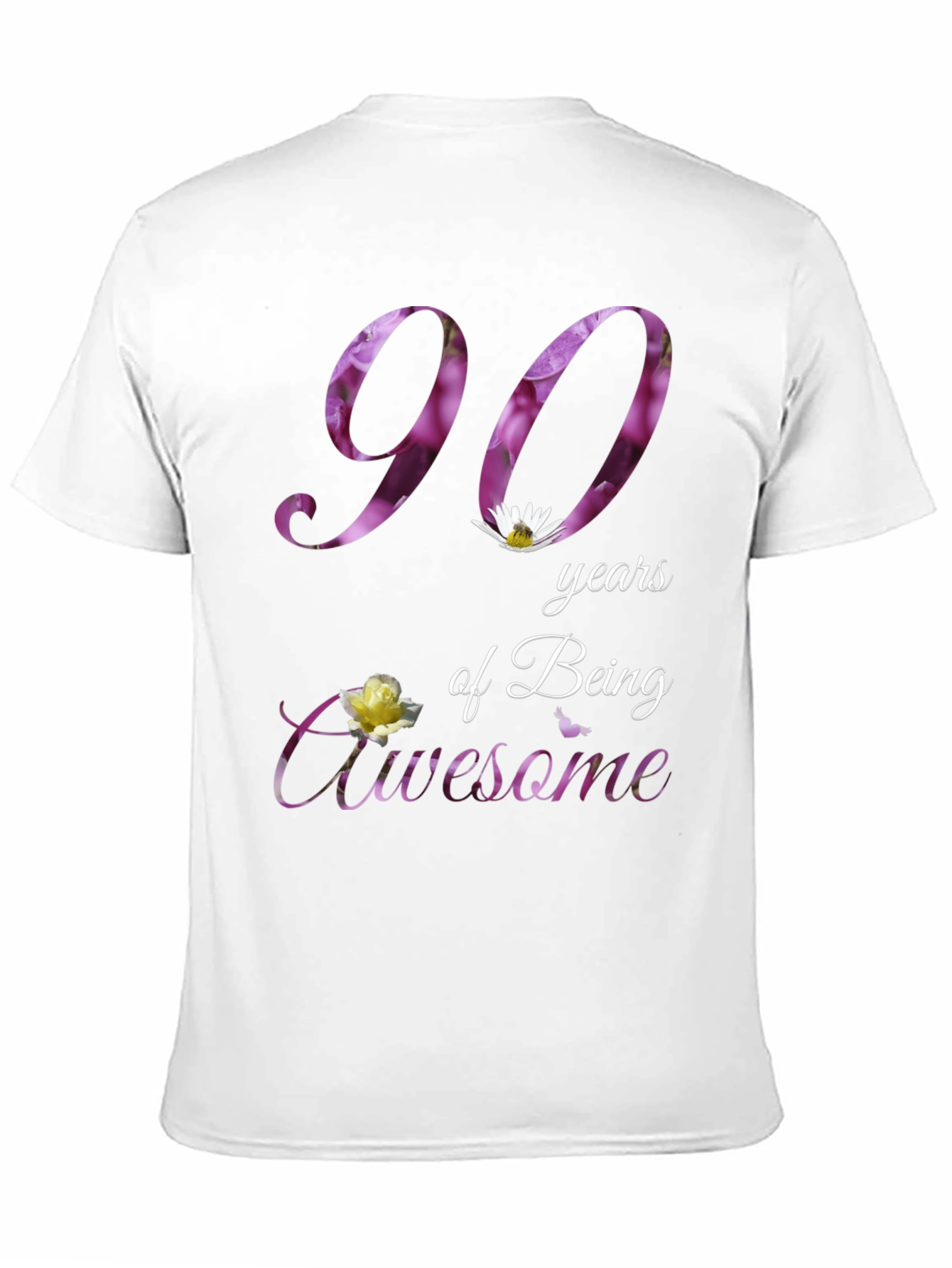 90 Years Awesome Floral Print T-Shirt