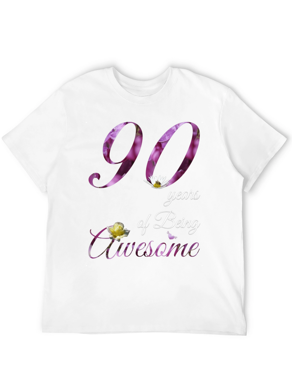 90 Years Awesome Floral Print T-Shirt