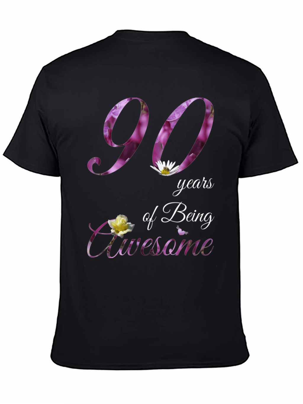 90 Years Awesome Floral Print T-Shirt