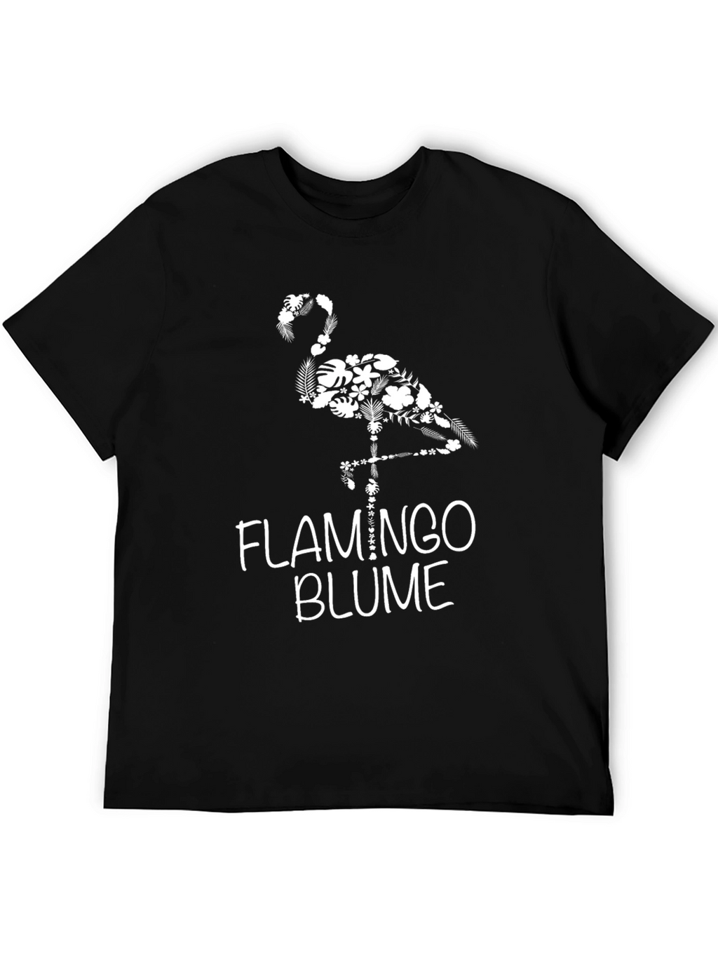 Floral Flamingo Graphic Tee - Black Cotton