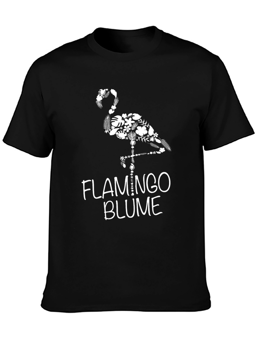 Floral Flamingo Graphic Tee - Black Cotton