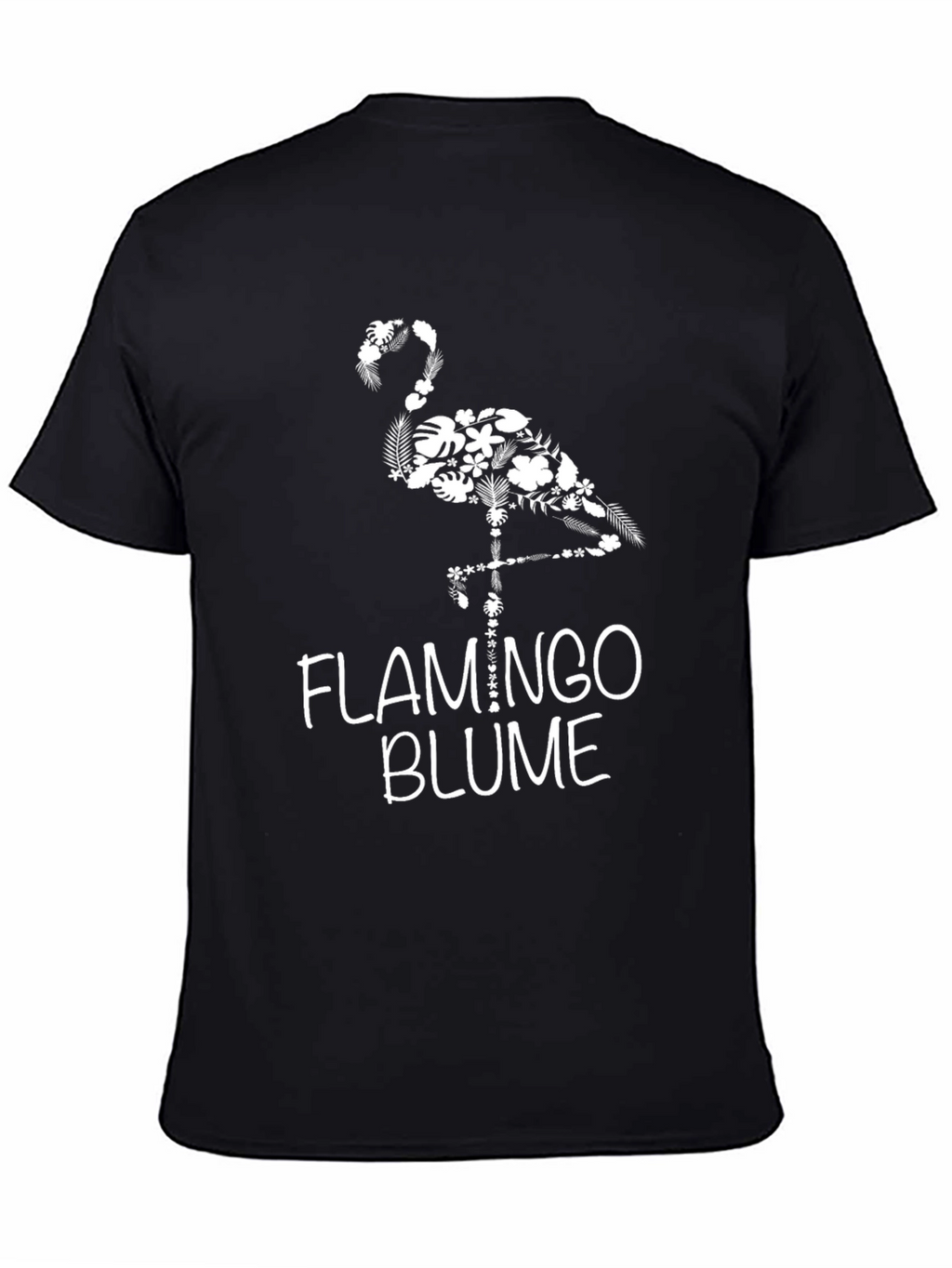 Floral Flamingo Graphic Tee - Black Cotton