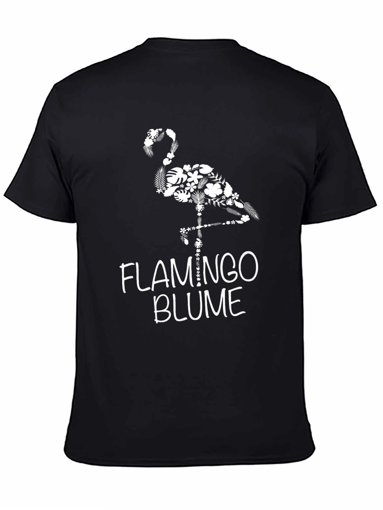 Floral Flamingo Graphic Tee - Black Cotton