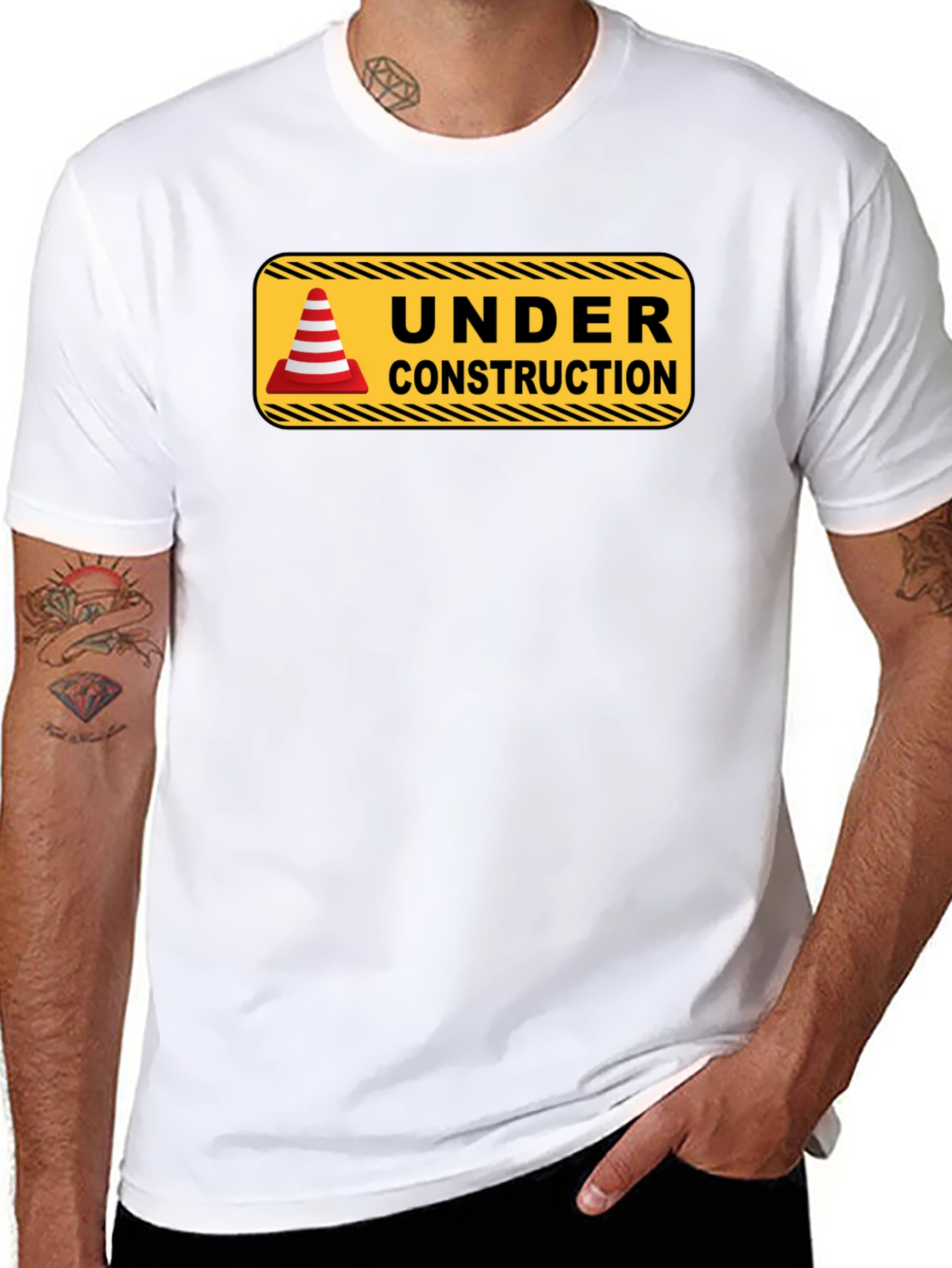Under Construction Graphic Tee - Mens Black T-Shirt