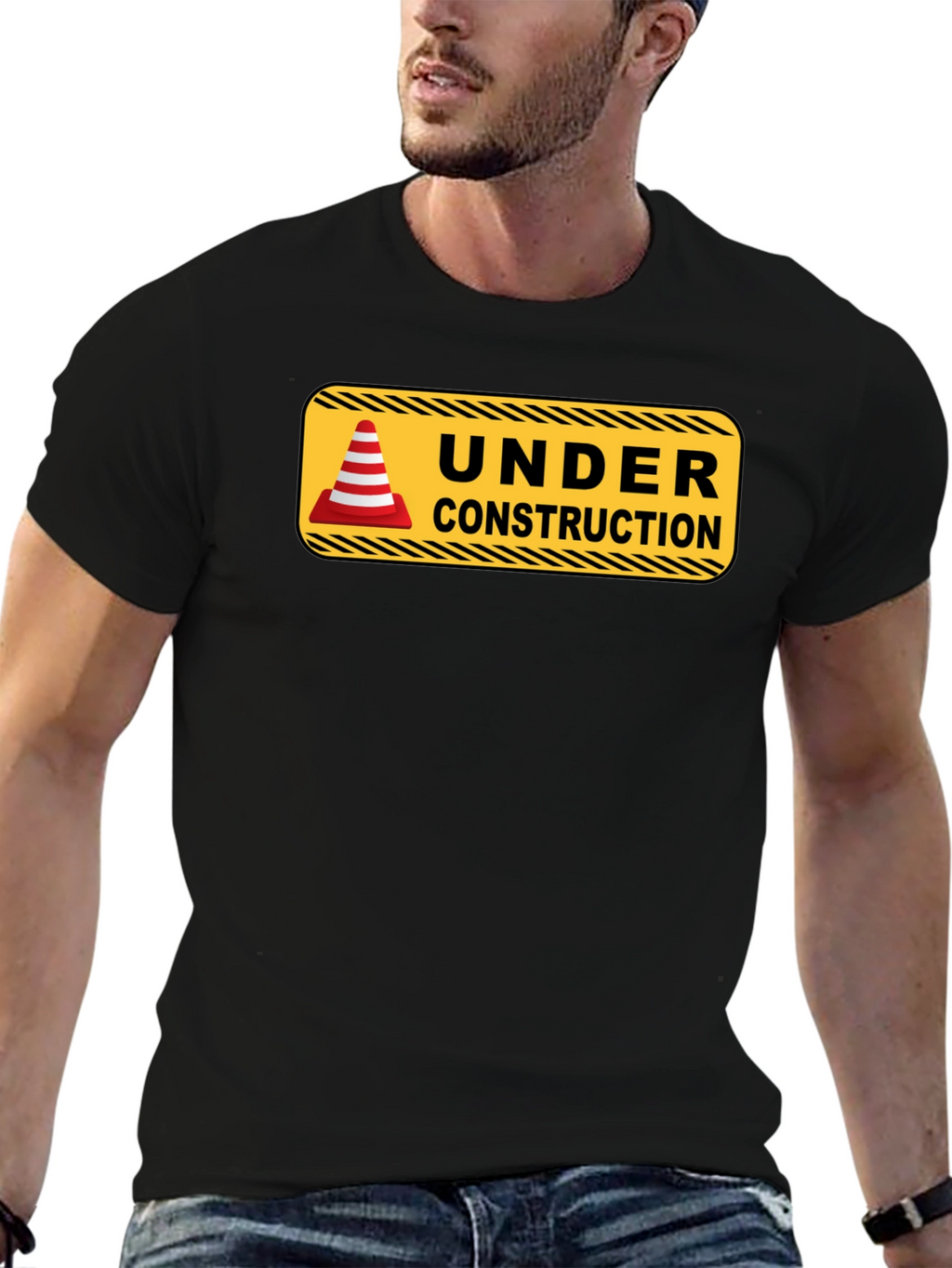 Under Construction Graphic Tee - Mens Black T-Shirt