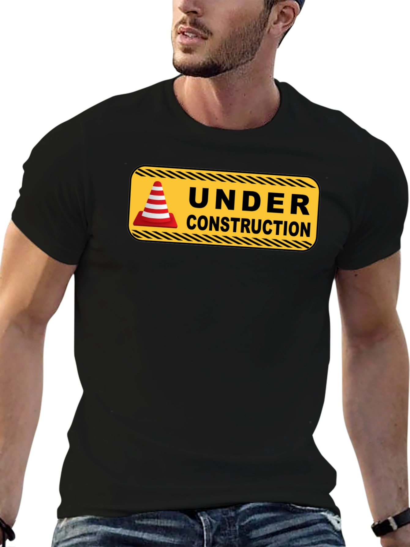 Under Construction Graphic Tee - Mens Black T-Shirt