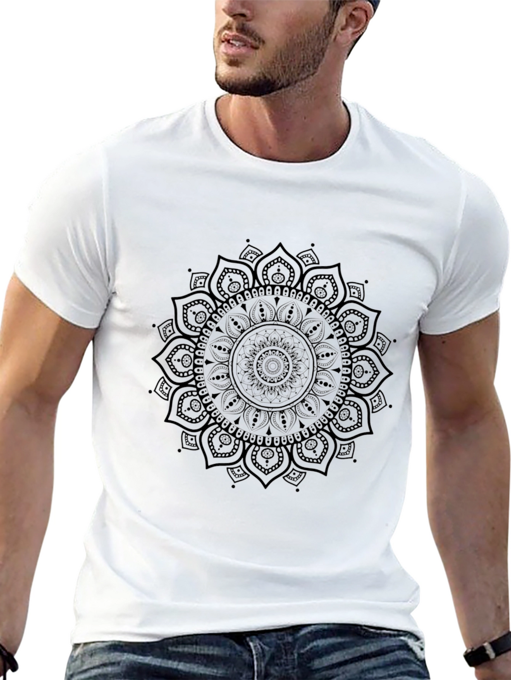 Black Mandala Graphic Tee - Stylish Casual Wear
