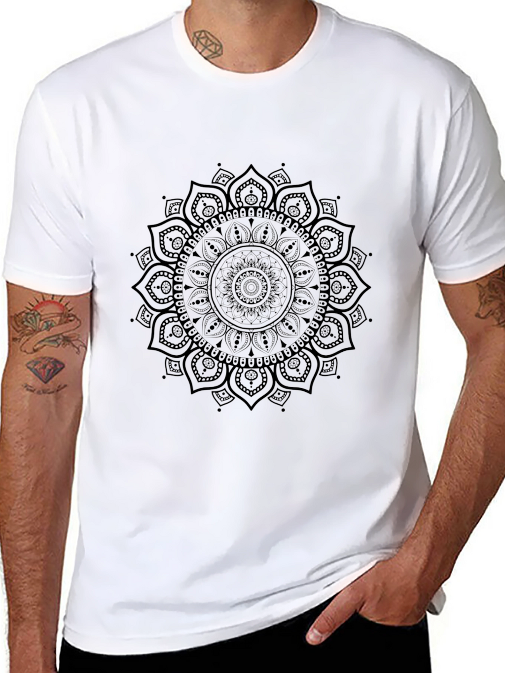 Black Mandala Graphic Tee - Stylish Casual Wear