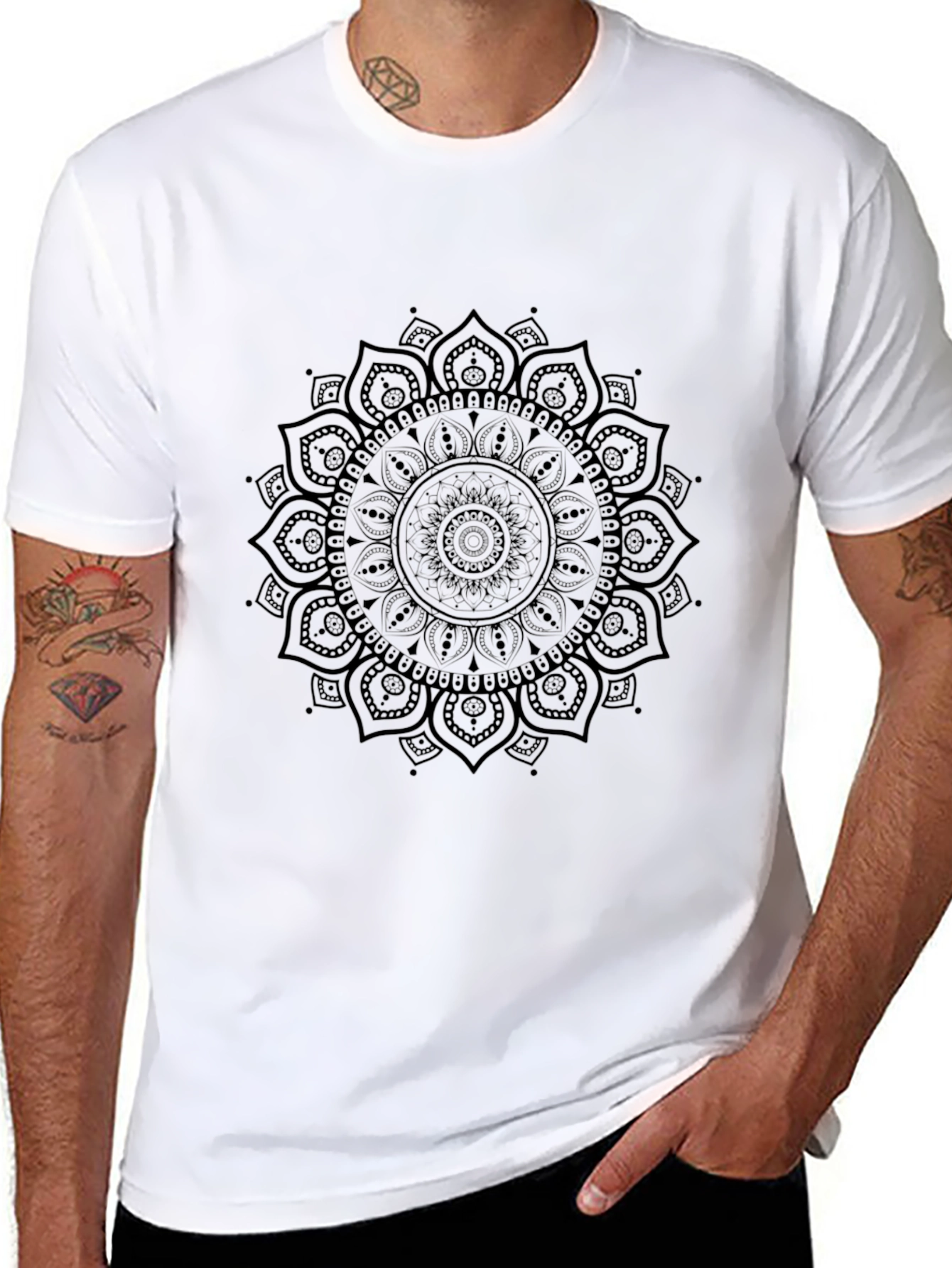Black Mandala Graphic Tee - Stylish Casual Wear