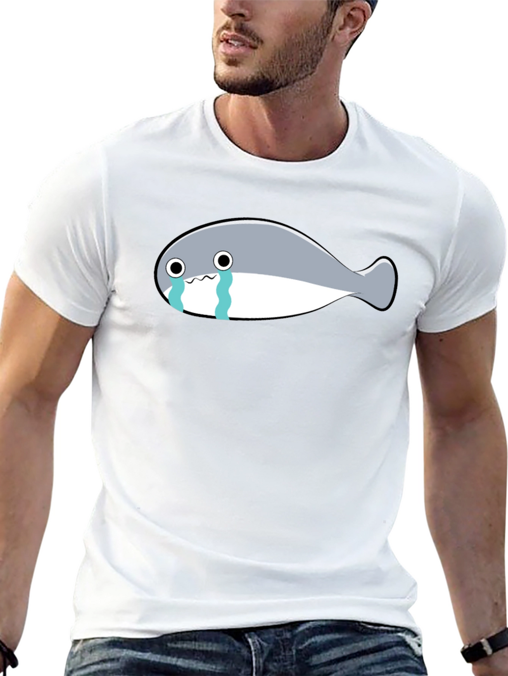 Crying Fish Graphic Tee - Black Casual T-Shirt