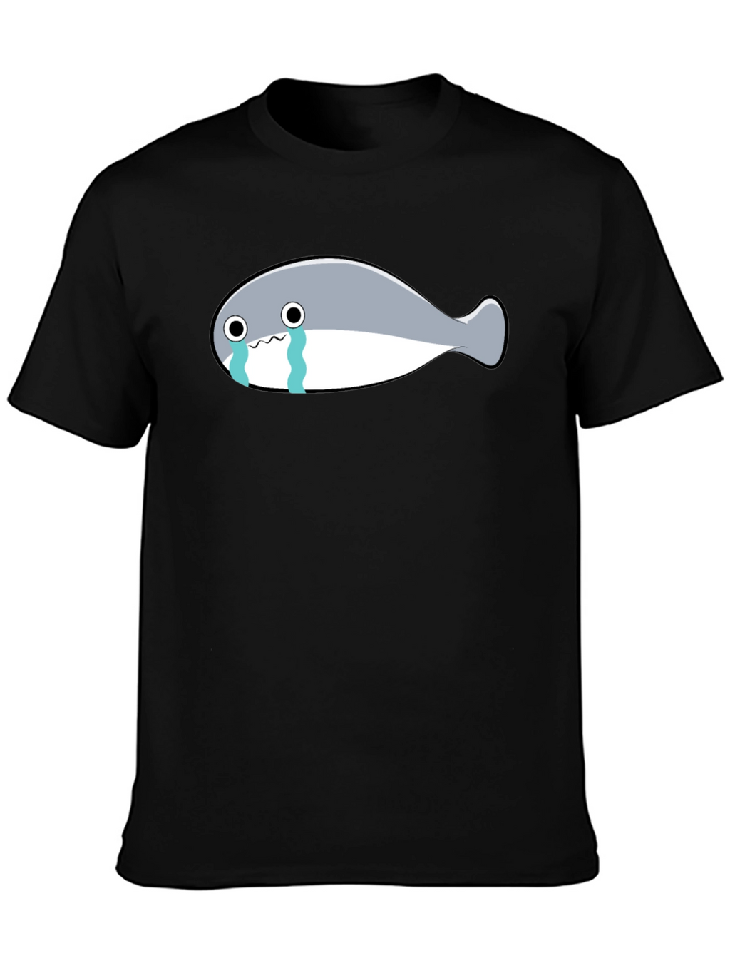 Crying Fish Graphic Tee - Black Casual T-Shirt