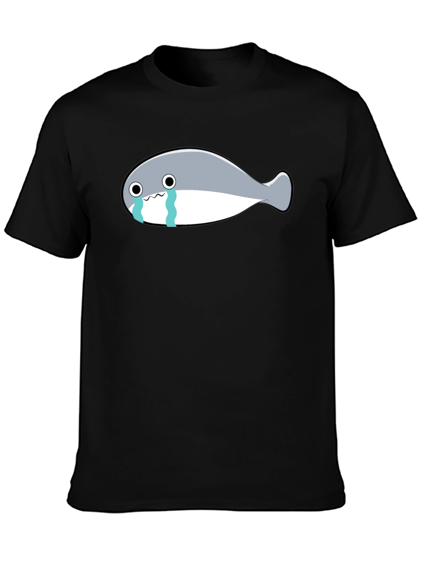 Crying Fish Graphic Tee - Black Casual T-Shirt