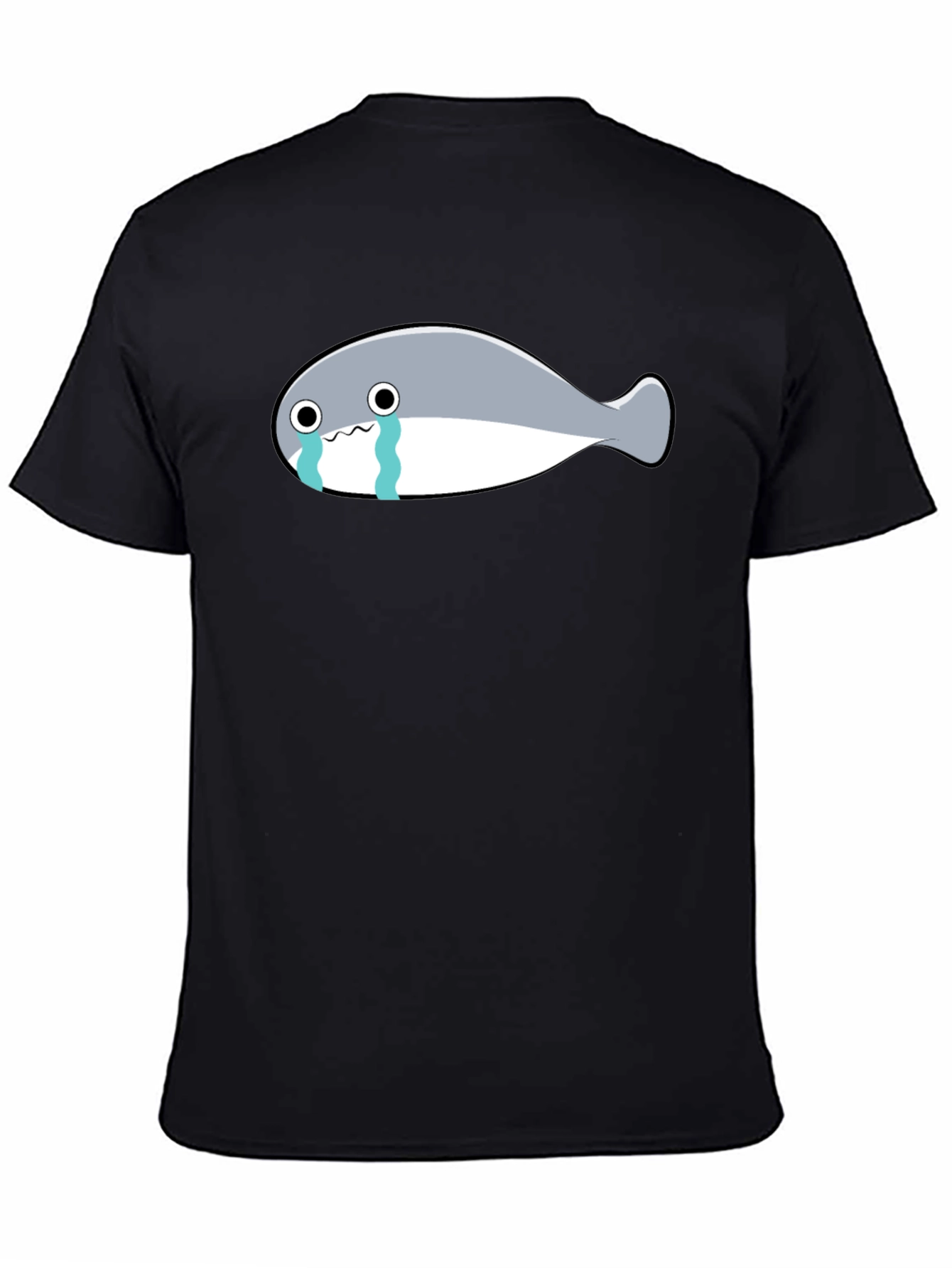 Crying Fish Graphic Tee - Black Casual T-Shirt