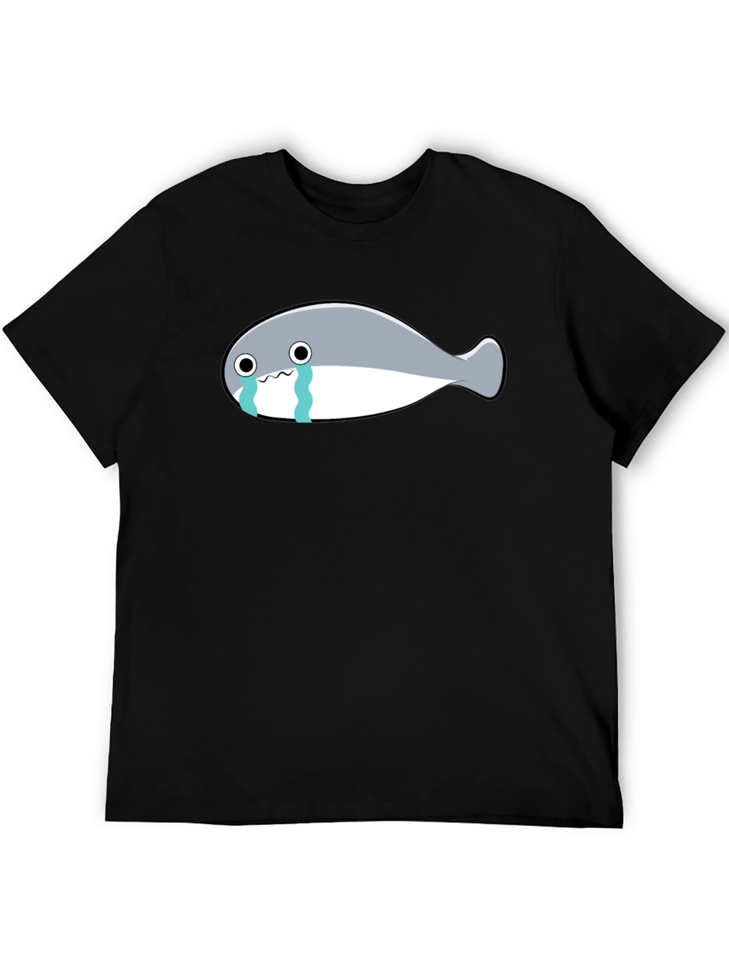 Crying Fish Graphic Tee - Black Casual T-Shirt