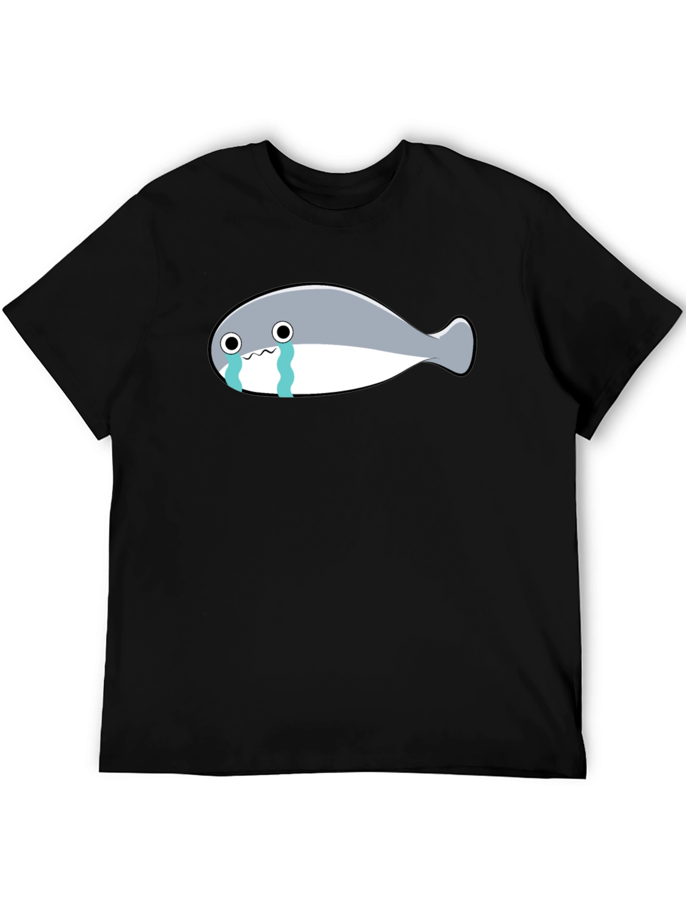 Crying Fish Graphic Tee - Black Casual T-Shirt