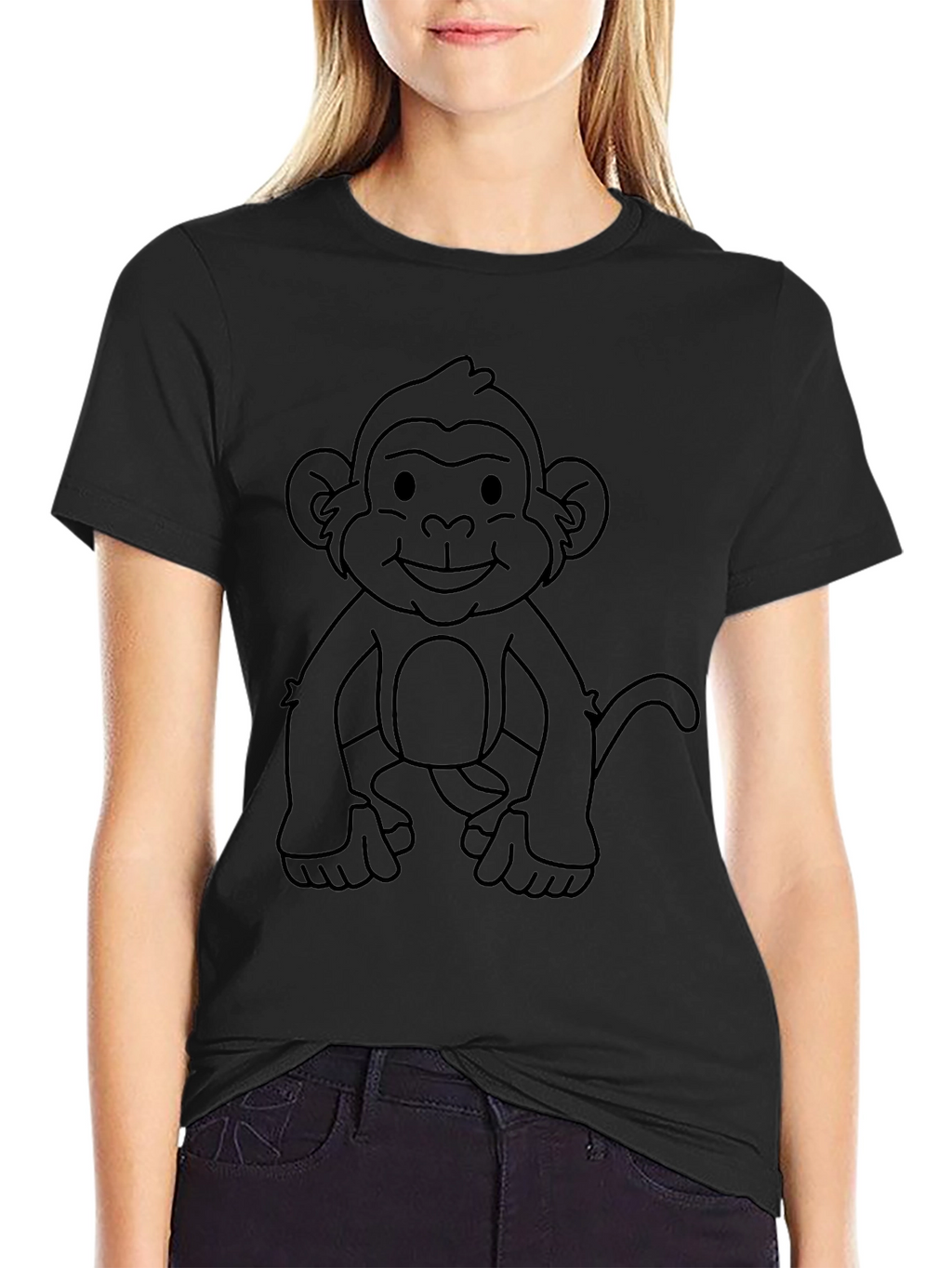 Monkey Graphic Tee - Black Crew Neck T-Shirt