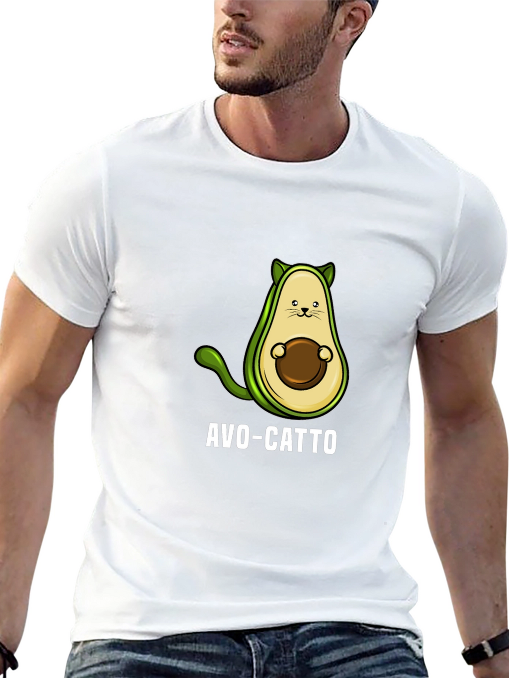 Avo-Catto Funny Avocado Cat Graphic T-Shirt