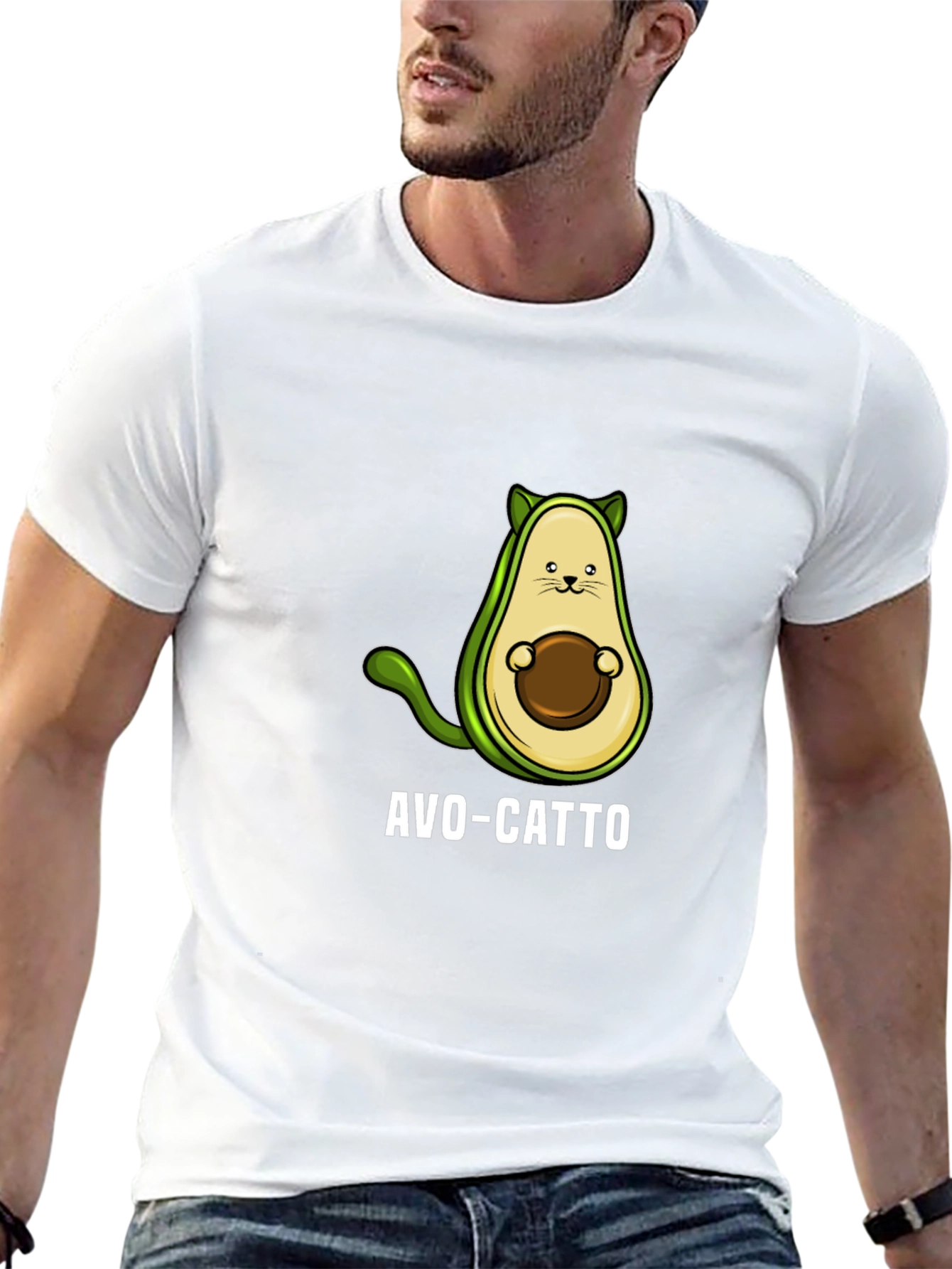 Avo-Catto Funny Avocado Cat Graphic T-Shirt