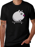 Skateboarding Cat T-Shirt - Cool Graphic Tee