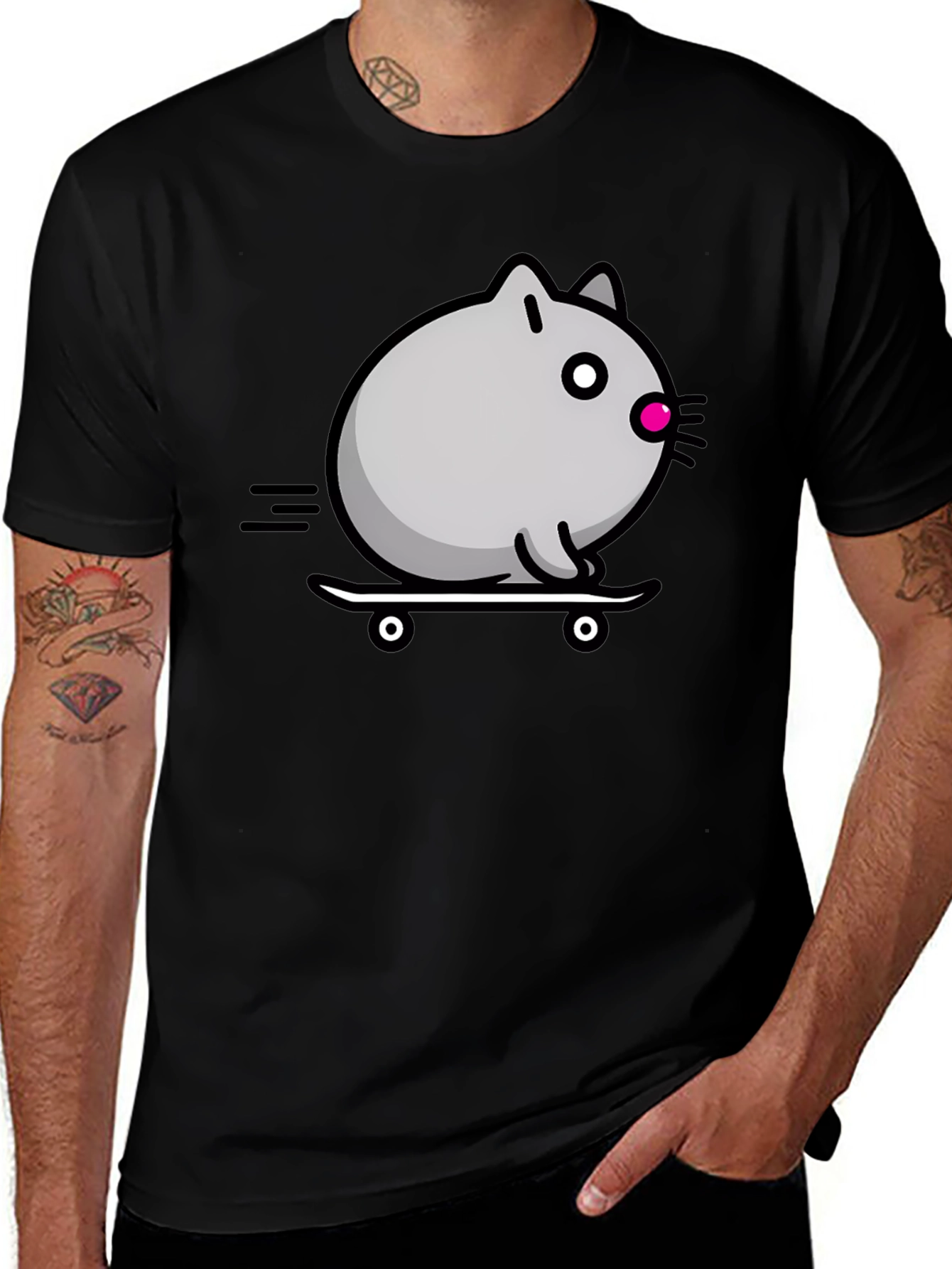 Skateboarding Cat T-Shirt - Cool Graphic Tee