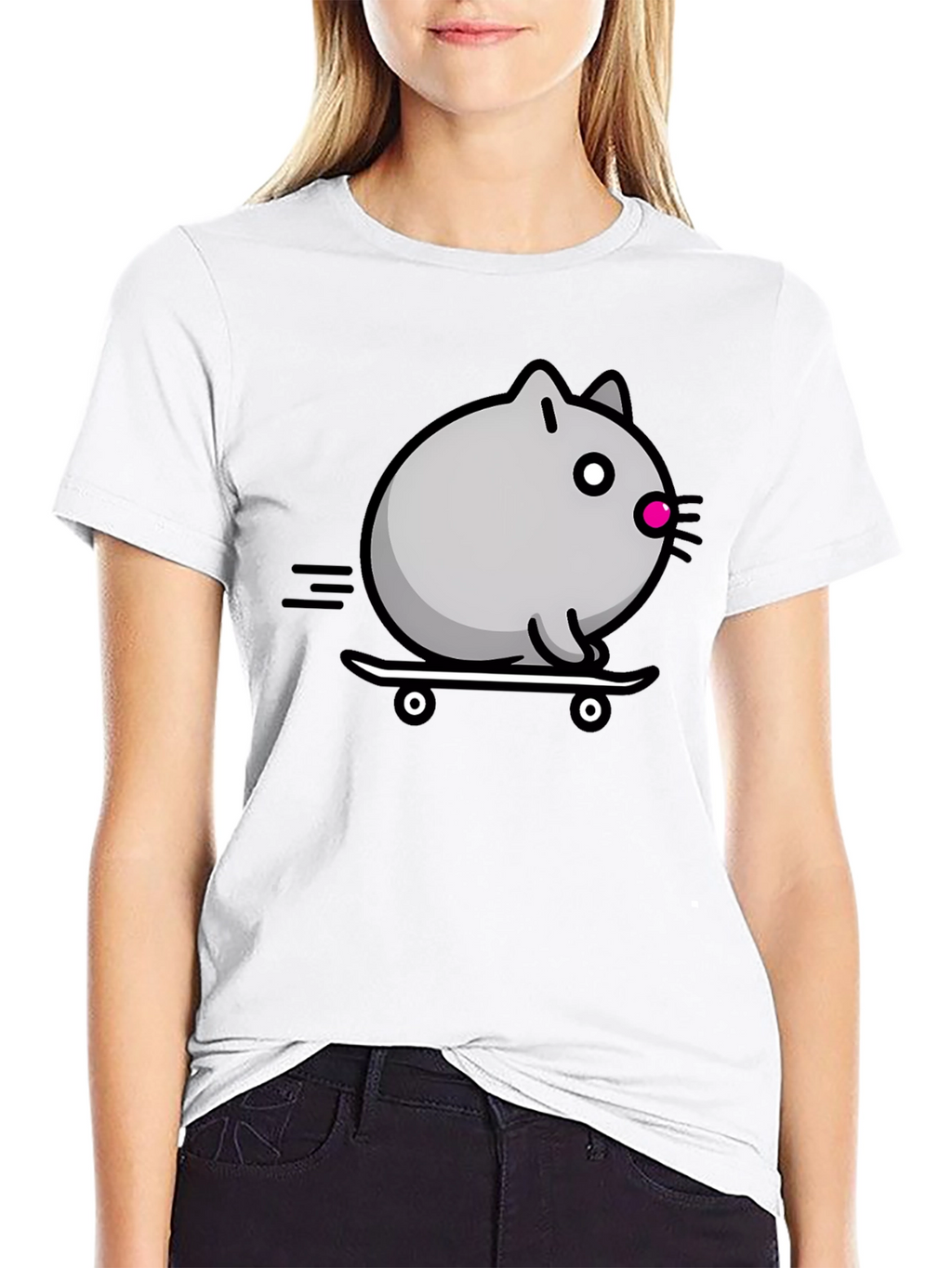Skateboarding Cat T-Shirt - Cool Graphic Tee