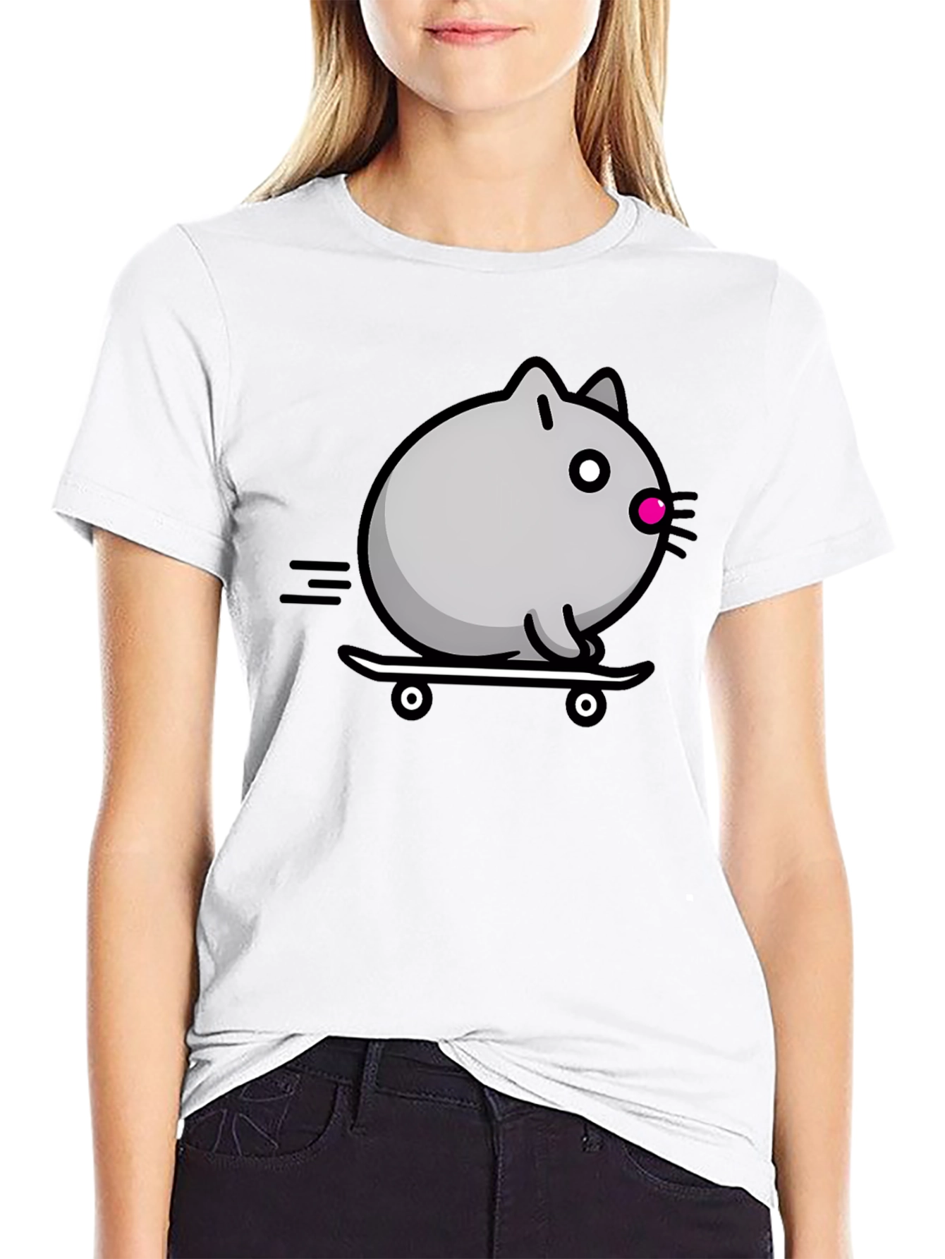 Skateboarding Cat T-Shirt - Cool Graphic Tee