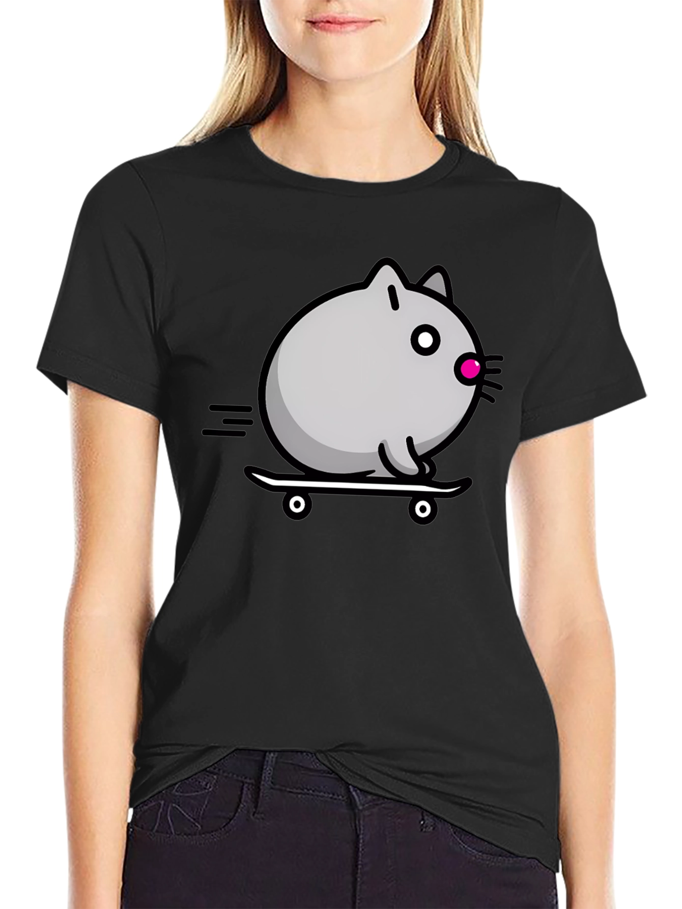 Skateboarding Cat T-Shirt - Cool Graphic Tee