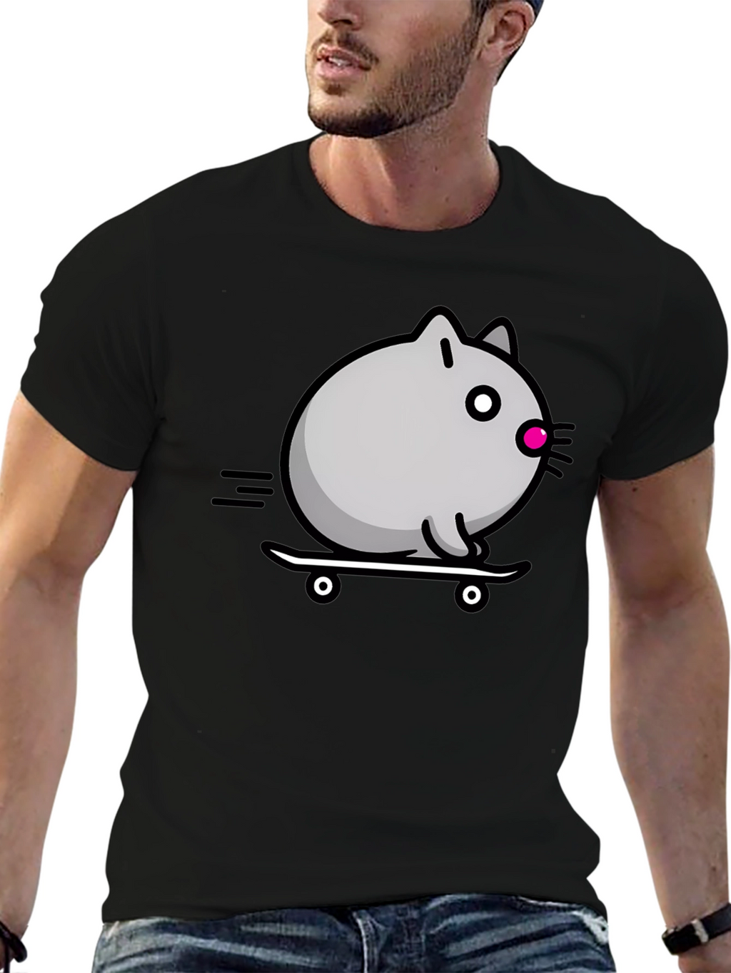 Skateboarding Cat T-Shirt - Cool Graphic Tee