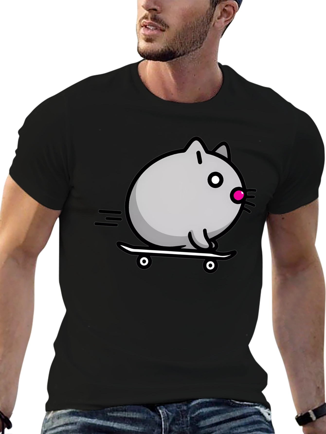 Skateboarding Cat T-Shirt - Cool Graphic Tee