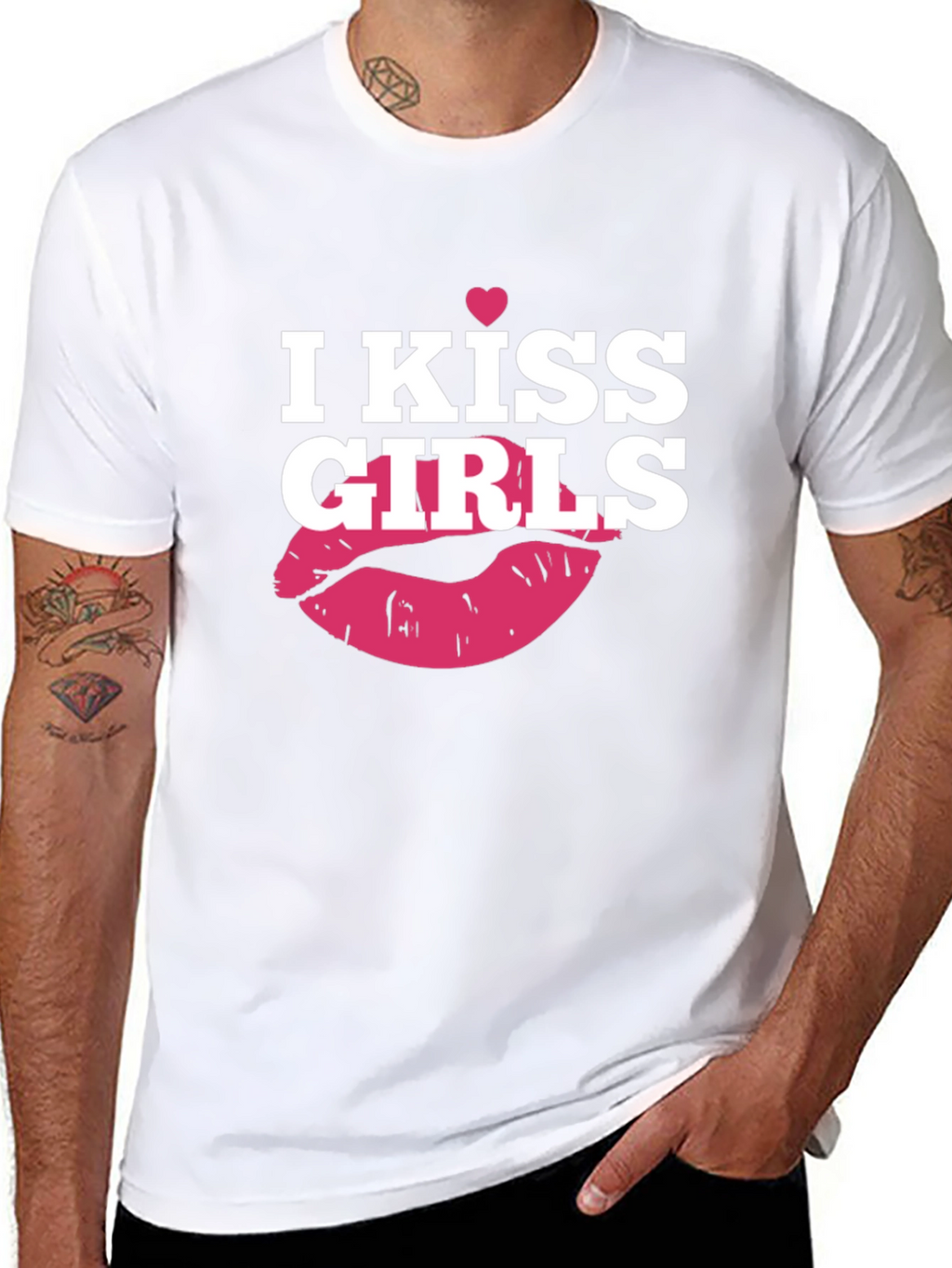 I Kiss Girls T-Shirt - Black Graphic Tee