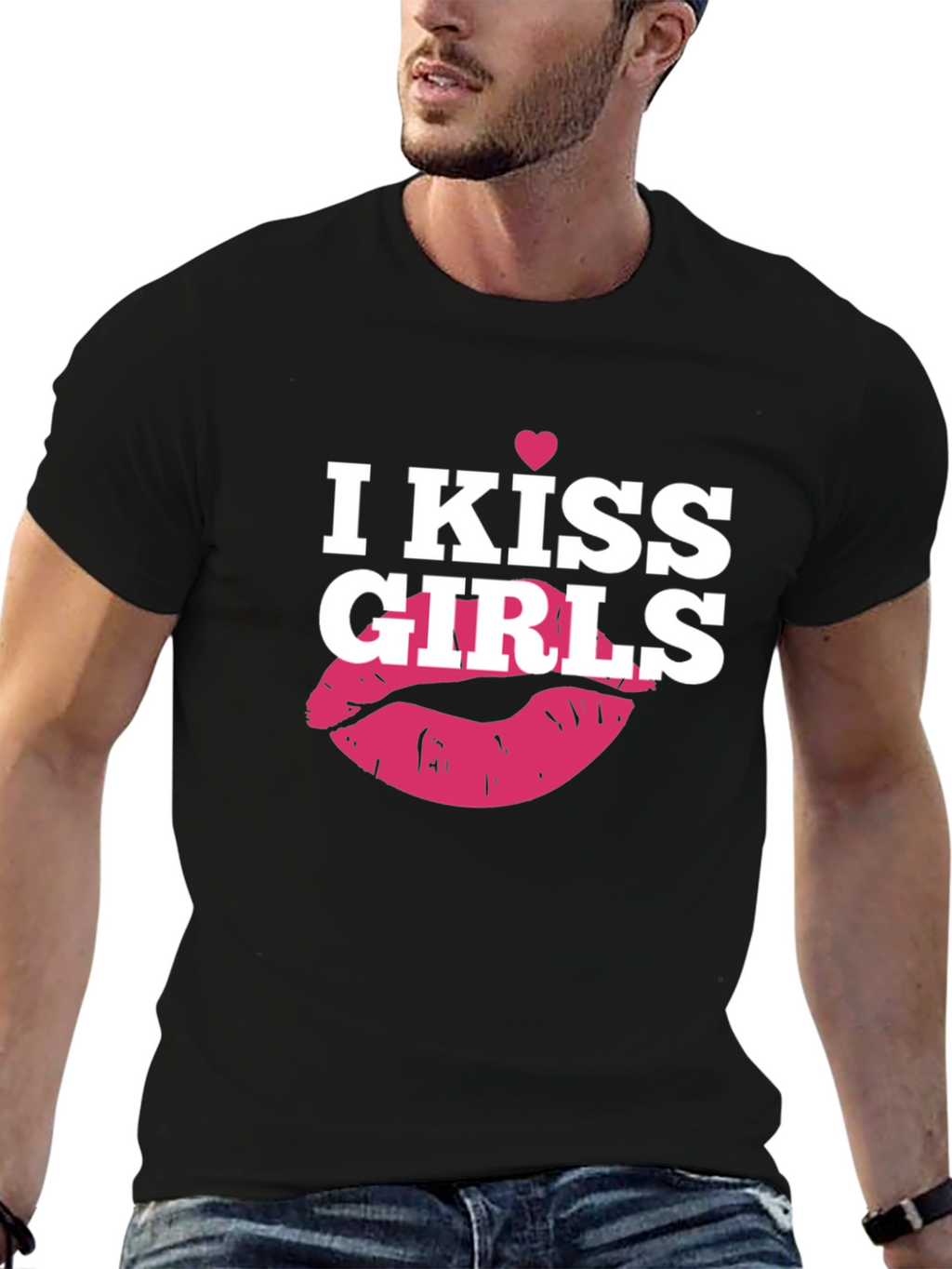 I Kiss Girls T-Shirt - Black Graphic Tee
