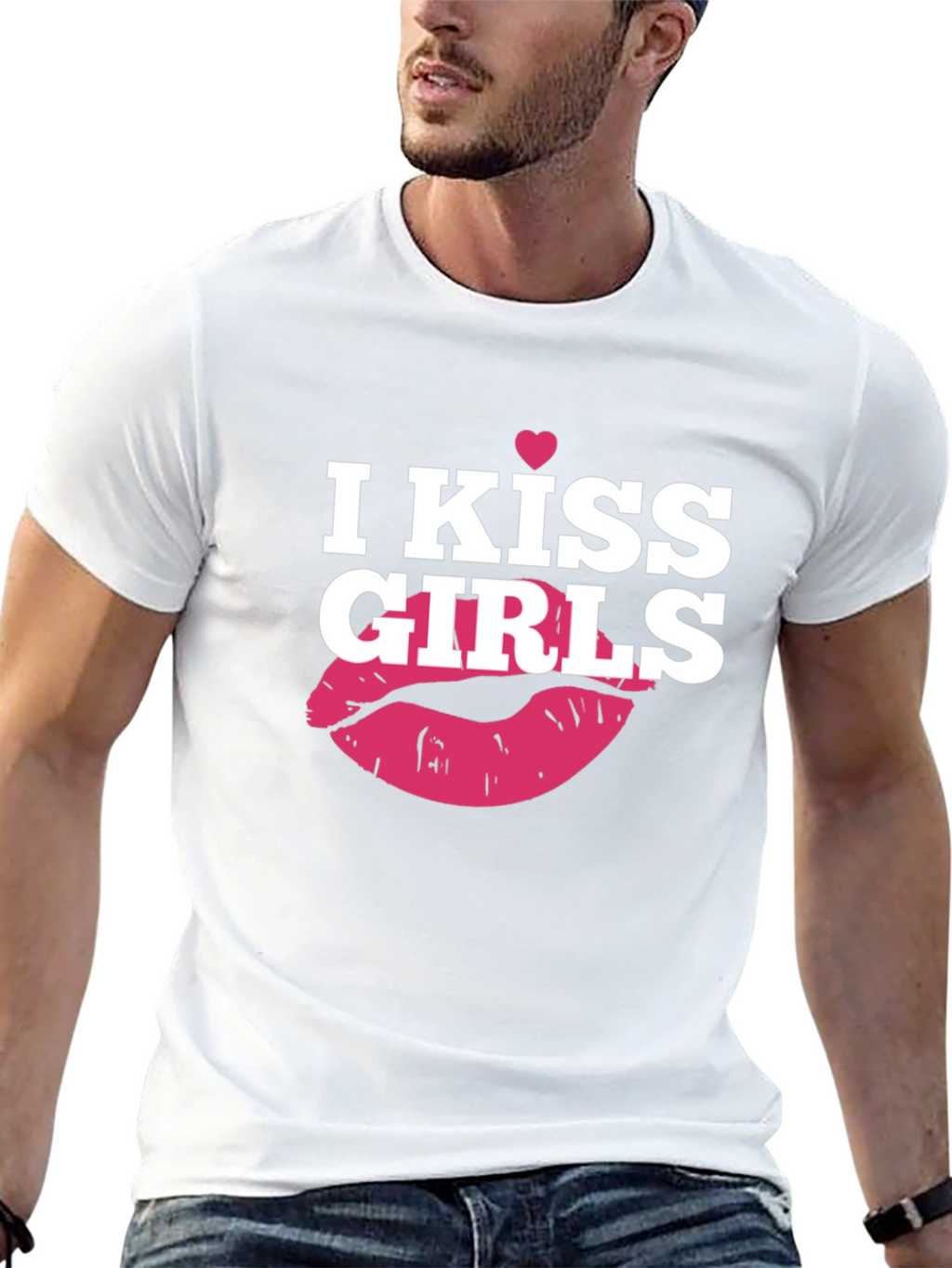 I Kiss Girls T-Shirt - Black Graphic Tee