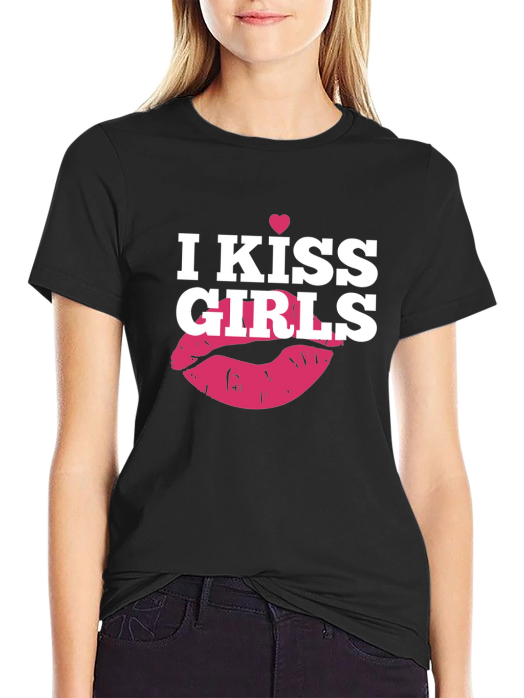 I Kiss Girls T-Shirt - Black Graphic Tee