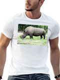 Rhino Graphic Print Tee - Black Cotton T-Shirt