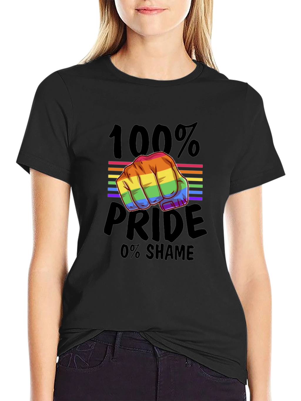 Pride Fist T-Shirt - 100% Pride 0% Shame!