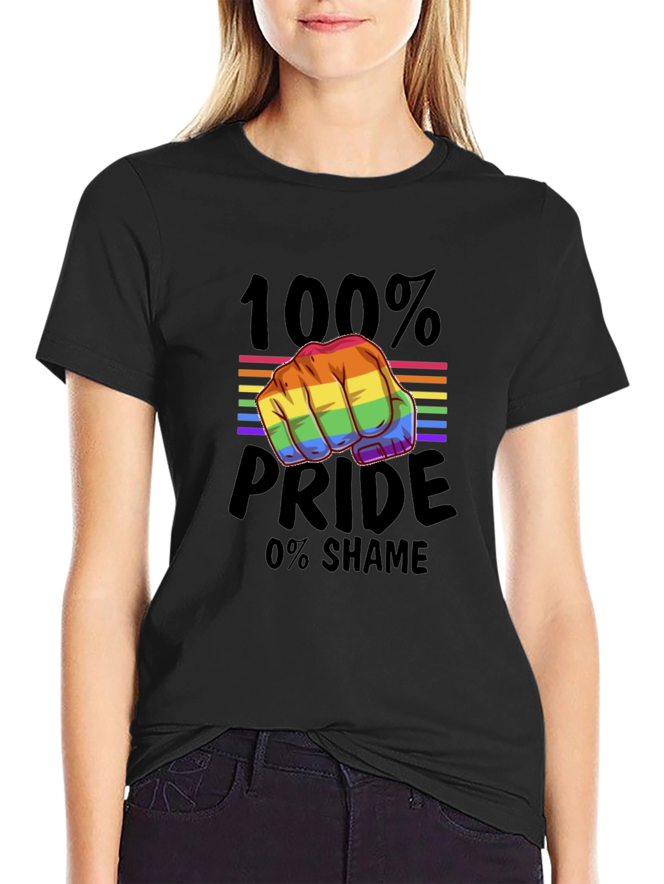 Pride Fist T-Shirt - 100% Pride 0% Shame!